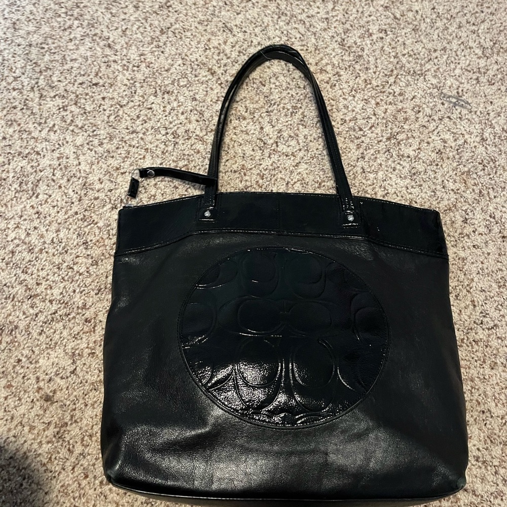 Elegant Black Leather Tote Bag